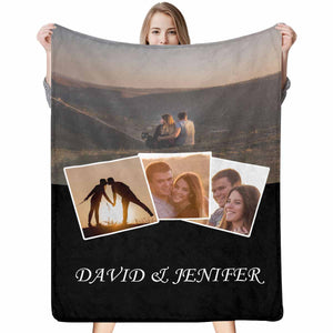 Custom Couple Photo with Name Blanket