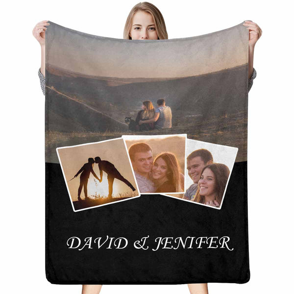 Custom Couple Photo with Name Blanket