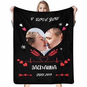 Custom Couple Photo with Name and Date Blanket