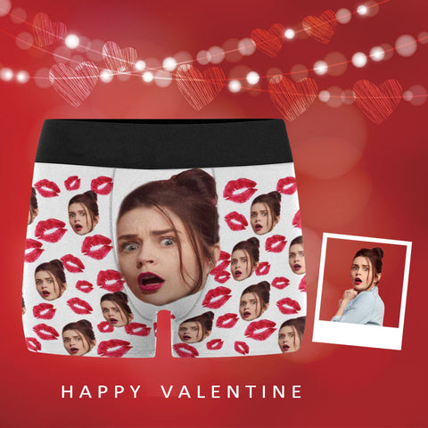 Custom Girlfriend Face Red Lips Men's All-Over Print Boxer Briefs