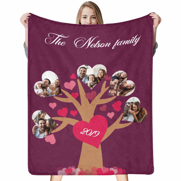 Custom Family Photo with Date Blanket