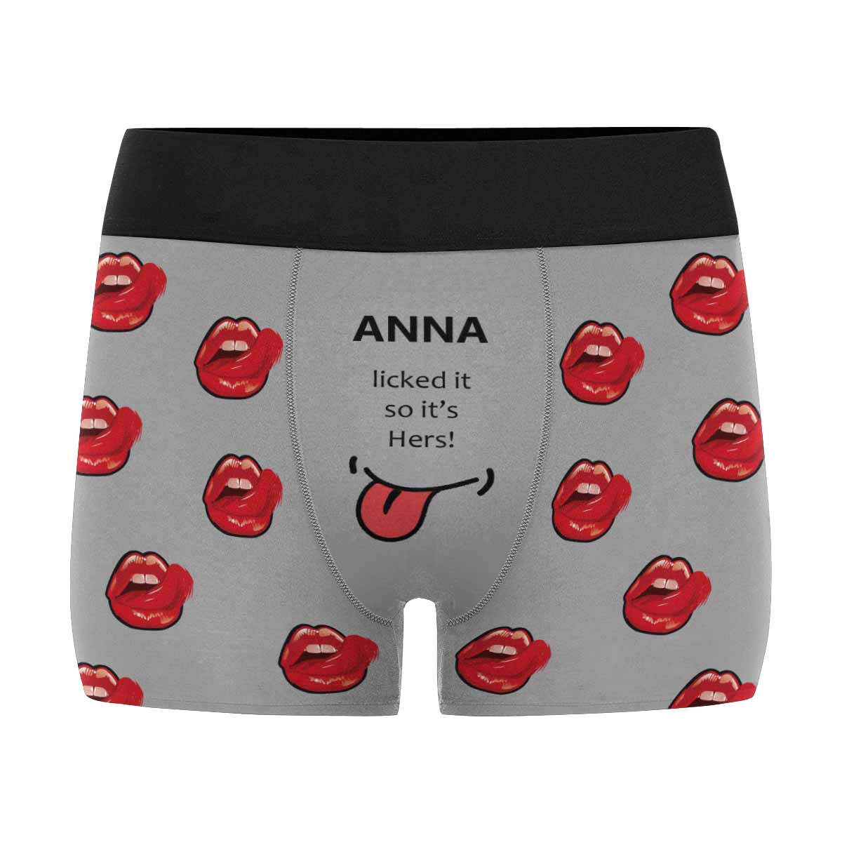 Custom Text Lick Red Lips Love Men's All-Over Print Boxer Briefs