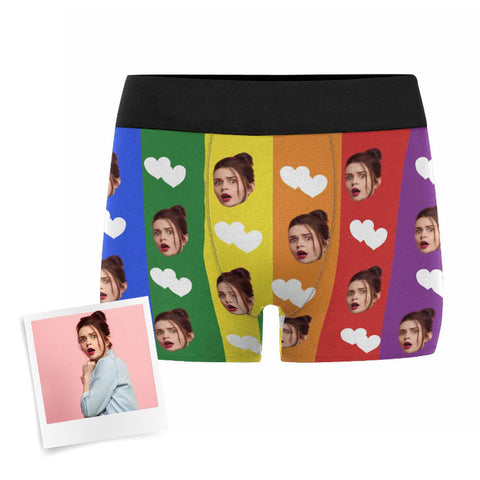 Custom Girlfriend Face Rainbow Men's Boxer Briefs