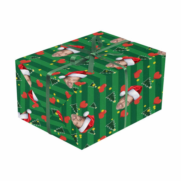 Custom Face Happy Christmas Gift Wrapping Paper