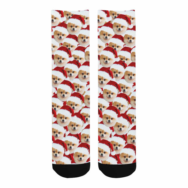 Custom  Dog Face Christmas Socks