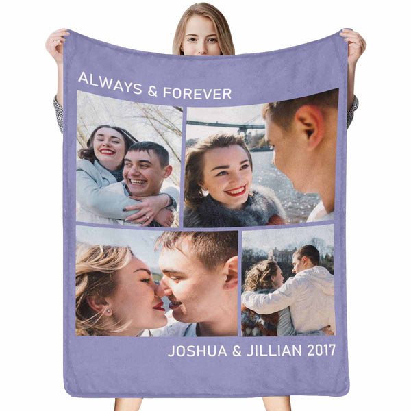 Custom Lover Photo with Name & Date Blanket