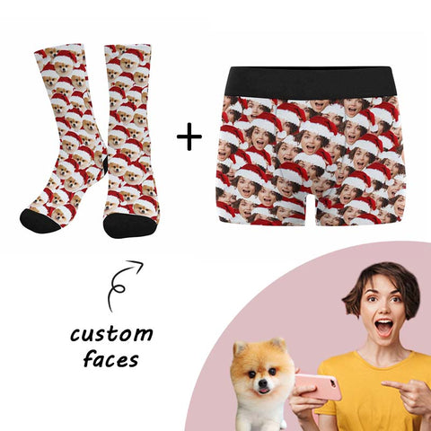Custom Christmas Multiface Socks + Boxer Pack