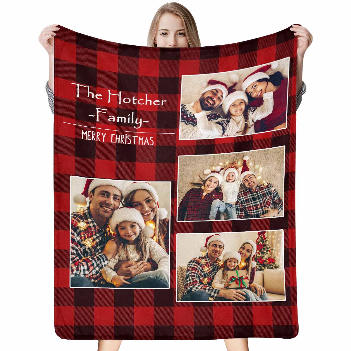 Custom Family Photo Merry Christmas Blanket