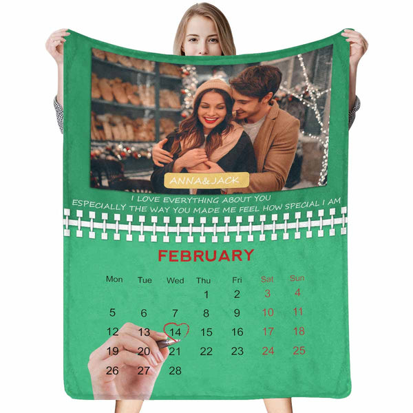 Custom Couple Photo with Name and Date Blanket