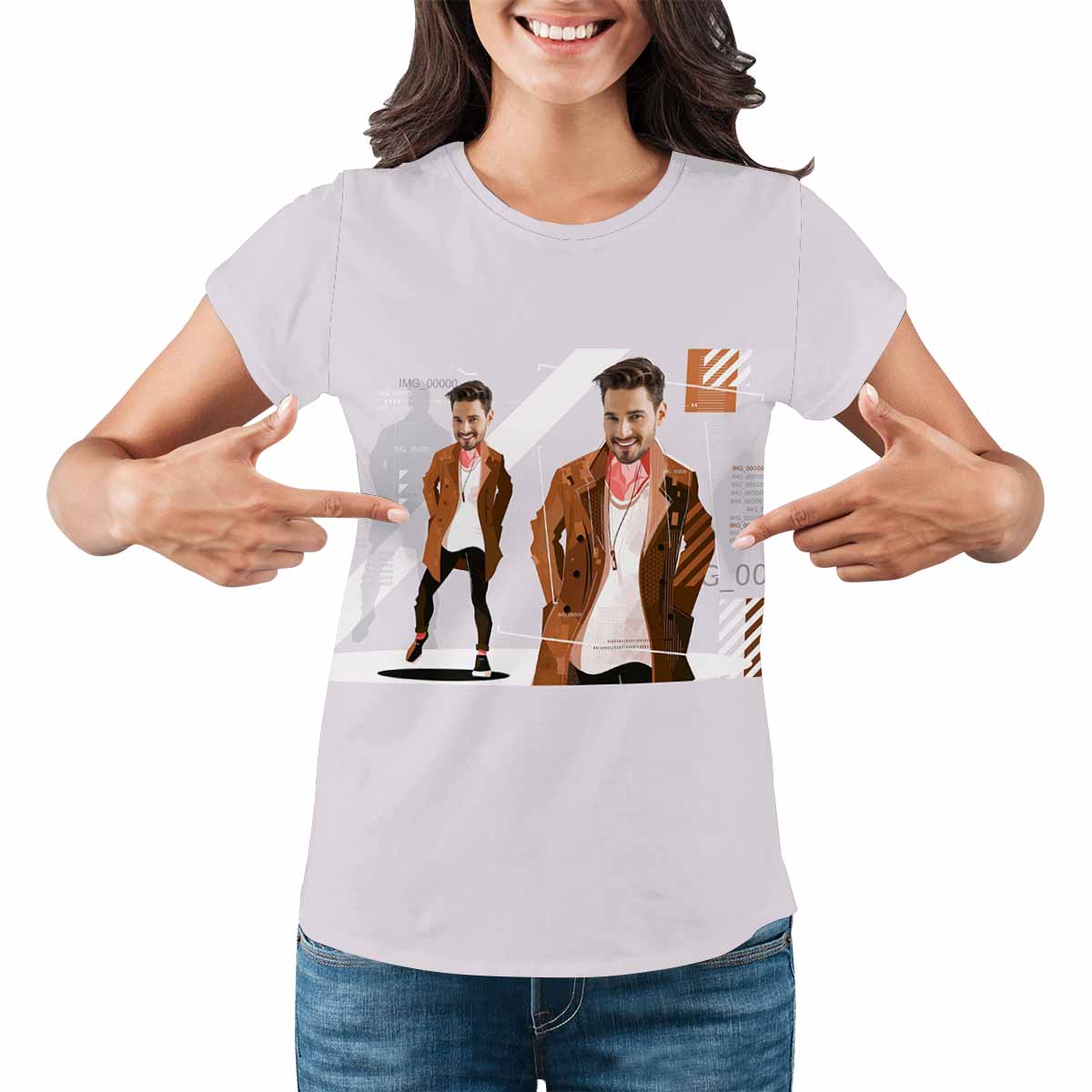 Custom Boyfriend Face Women's All Over Print T-shirt