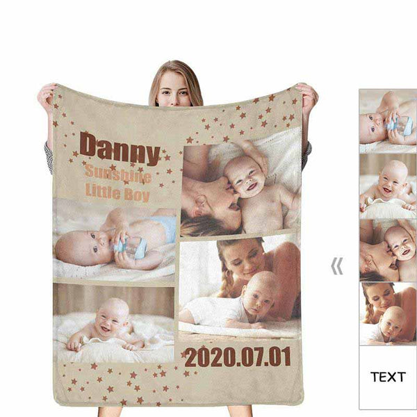Custom Baby Photo Birthday Blanket