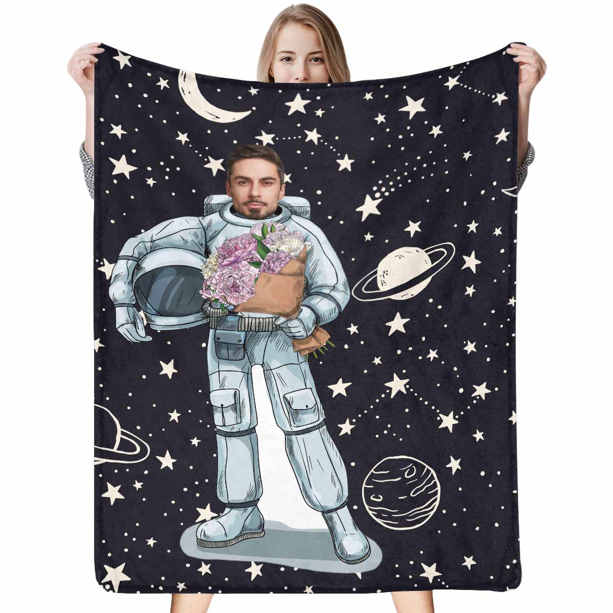 Custom Face Spaceman Blanket