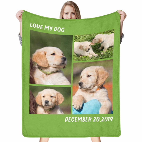 Custom Dog Photo with Date Blanket