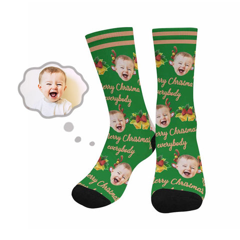 Custom Face Christmas Bells Socks