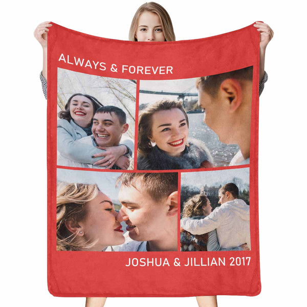 Custom Lover Photo with Name & Date Blanket