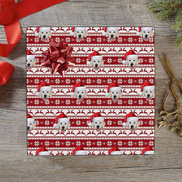 Custom Pet Face Christmas Gift Wrapping Paper