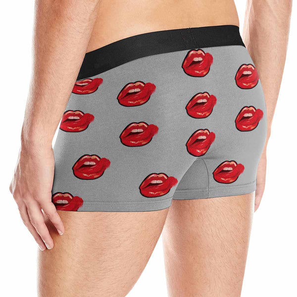 Custom Text Lick Red Lips Love Men's All-Over Print Boxer Briefs