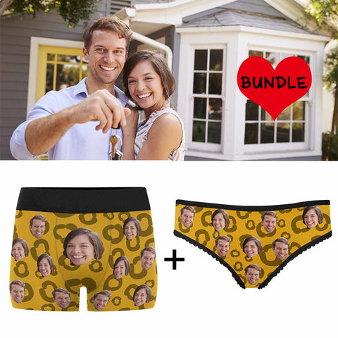 Custom Couple Face Leopard Print Underwear Pack