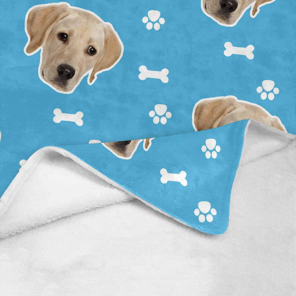 Custom Dog Face  Bone Blanket