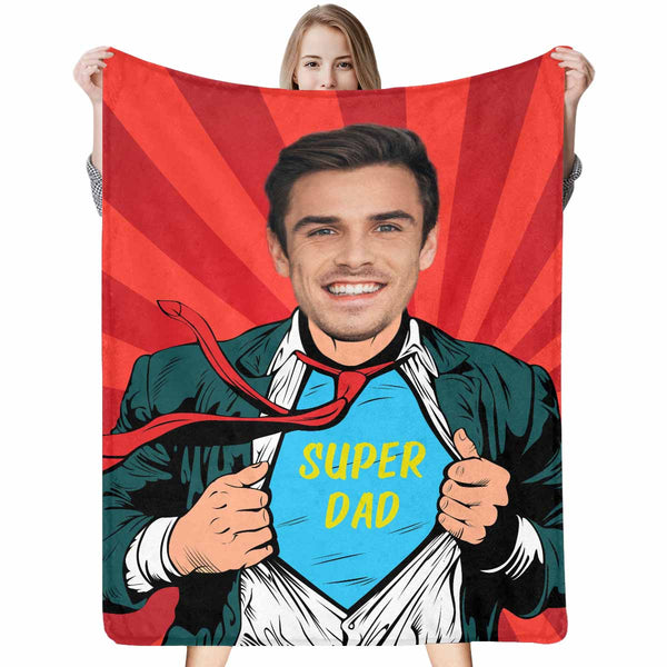 Custom Face Super Dad Blanket