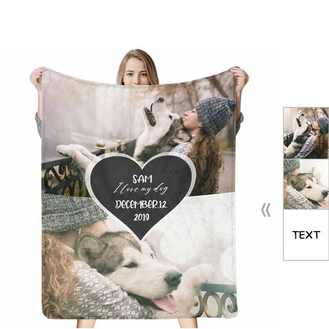 Custom Pet Lover Photo with Name and Date Blanket