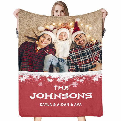 Custom Photos Family Christmas Blanket