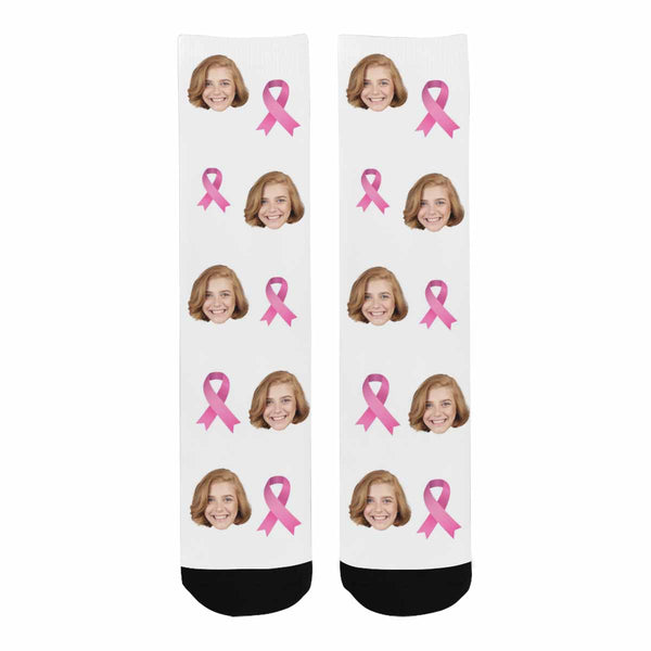 Custom Breast Cancer Awareness Face Socks