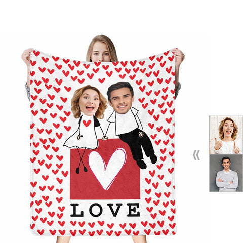 Custom Couple Face Love Blanket