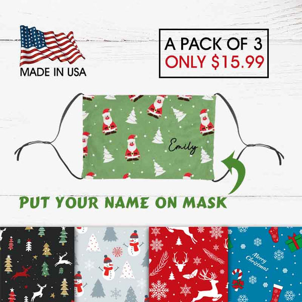 Custom Name Christmas Fabric Mouth Mask