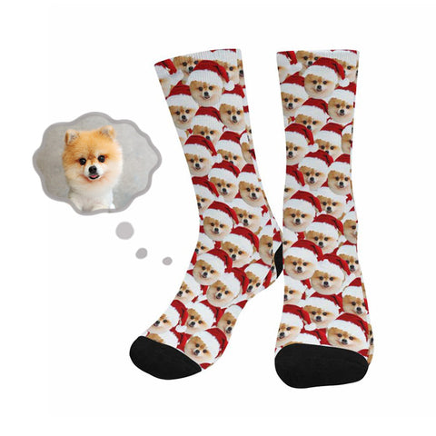 Custom  Dog Face Christmas Socks