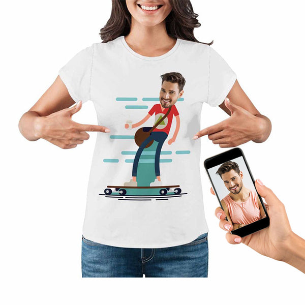 Custom skater boy Face Women's All Over Print T-shirt