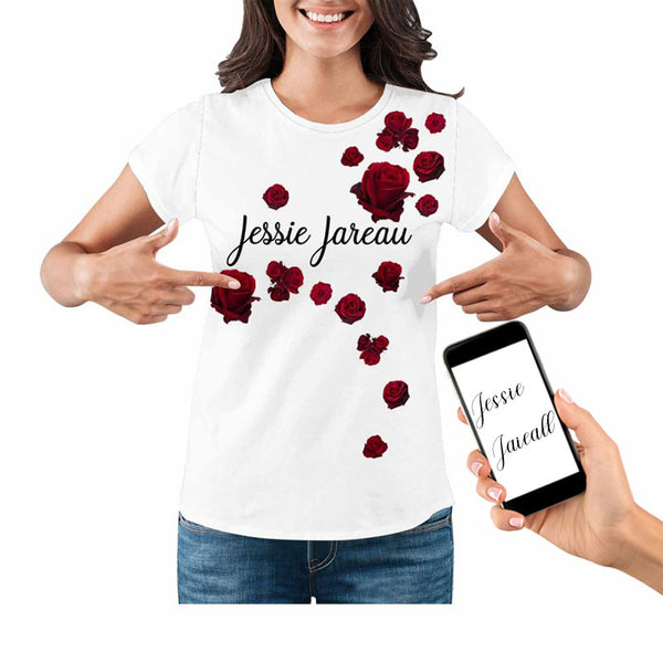 Custom Name Rose Women's All Over Print T-shirt