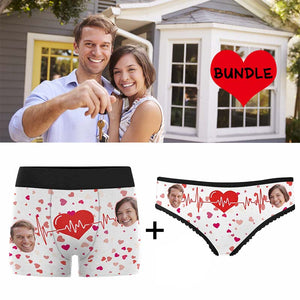 Custom Couple Face Wave Of Love Underwear Pack